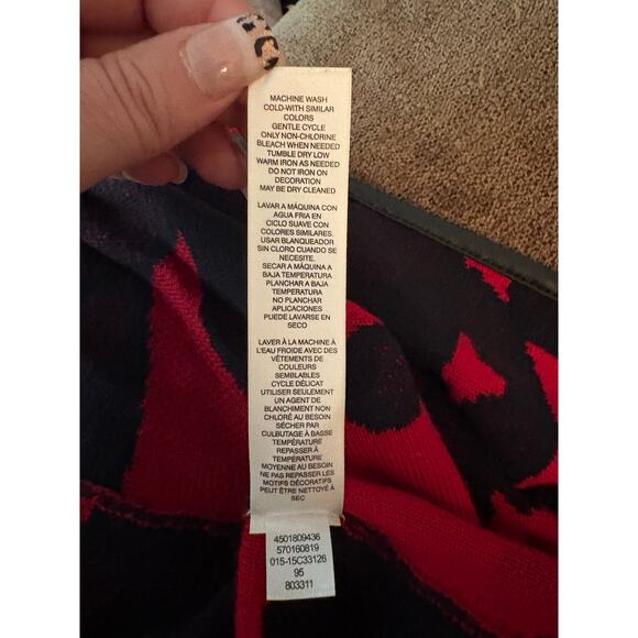 Chico's Womans Red & Black Open Cardigan Sweater Long Line Wool Cotton Knit - Picture 9 of 10